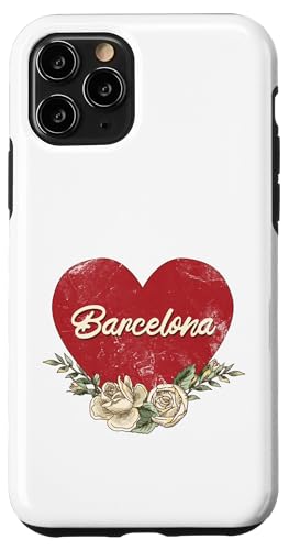 Barcelona Spanien Stadt Vintage Reise Urlaub Herz Rosen Hülle für iPhone 11 Pro von Traveling World Cities Retro Lover Valentine Gifts