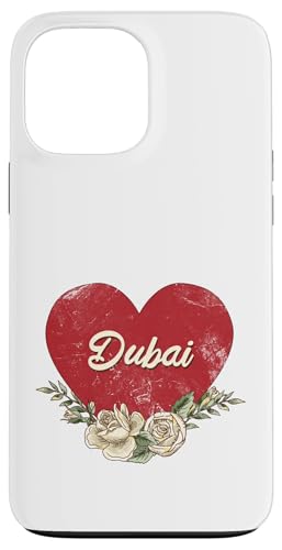 Dubai VAE City Vintage Reise Urlaub Herz Rosen Hülle für iPhone 13 Pro Max von Traveling World Cities Retro Lover Valentine Gifts
