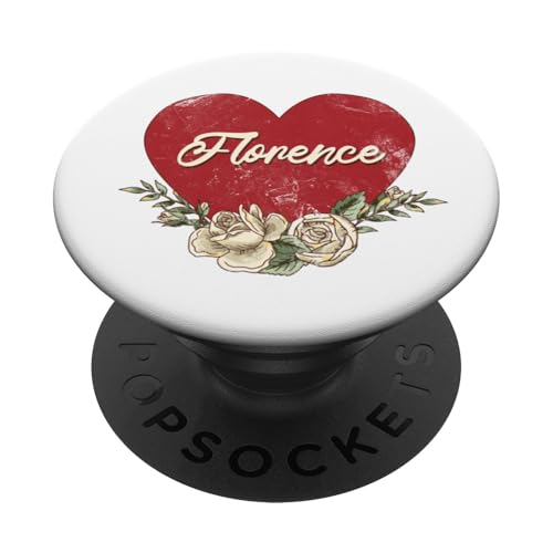 Florenz Italien Stadt Vintage Reise Urlaub Herz Rosen PopSockets Klebender PopGrip von Traveling World Cities Retro Lover Valentine Gifts