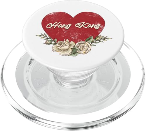 Hong Kong China City Vintage Reise Urlaub Herz Rosen PopSockets PopGrip für MagSafe von Traveling World Cities Retro Lover Valentine Gifts