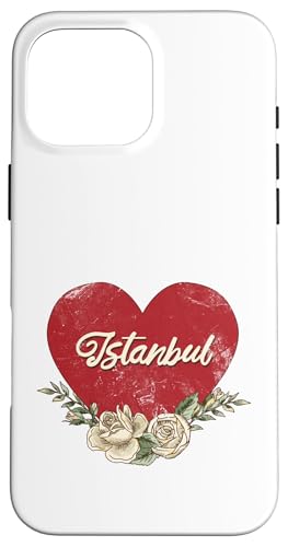 Istanbul Türkei Stadt Vintage Reise Urlaub Herz Rosen Hülle für iPhone 16 Pro Max von Traveling World Cities Retro Lover Valentine Gifts