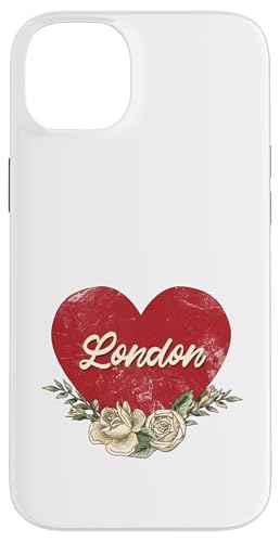 London England City Vintage Reise Urlaub Herz Rosen Hülle für iPhone 14 Plus von Traveling World Cities Retro Lover Valentine Gifts