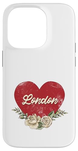 London England City Vintage Reise Urlaub Herz Rosen Hülle für iPhone 14 Pro von Traveling World Cities Retro Lover Valentine Gifts
