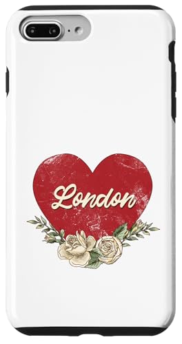 London England City Vintage Reise Urlaub Herz Rosen Hülle für iPhone 7 Plus/8 Plus von Traveling World Cities Retro Lover Valentine Gifts