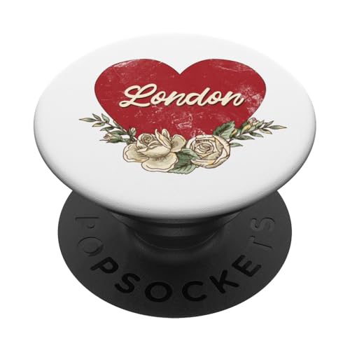 London England City Vintage Reise Urlaub Herz Rosen PopSockets Klebender PopGrip von Traveling World Cities Retro Lover Valentine Gifts