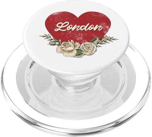 London England City Vintage Reise Urlaub Herz Rosen PopSockets PopGrip für MagSafe von Traveling World Cities Retro Lover Valentine Gifts