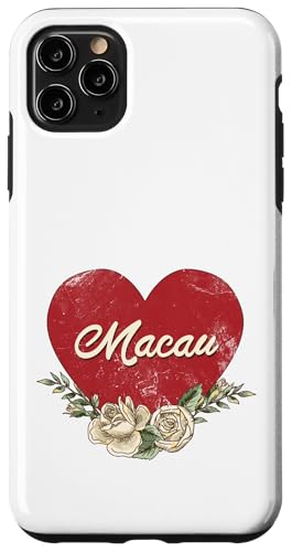 Macau China City Vintage Reise Urlaub Herz Rosen Hülle für iPhone 11 Pro Max von Traveling World Cities Retro Lover Valentine Gifts