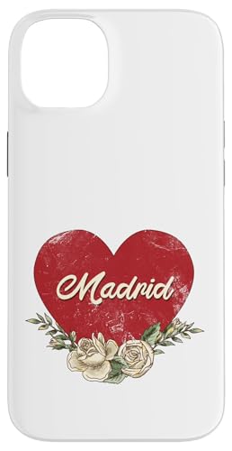 Madrid Spanien Stadt Vintage Reise Urlaub Herz Rosen Hülle für iPhone 14 Plus von Traveling World Cities Retro Lover Valentine Gifts