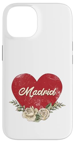 Madrid Spanien Stadt Vintage Reise Urlaub Herz Rosen Hülle für iPhone 14 von Traveling World Cities Retro Lover Valentine Gifts