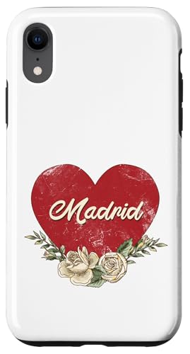 Madrid Spanien Stadt Vintage Reise Urlaub Herz Rosen Hülle für iPhone XR von Traveling World Cities Retro Lover Valentine Gifts