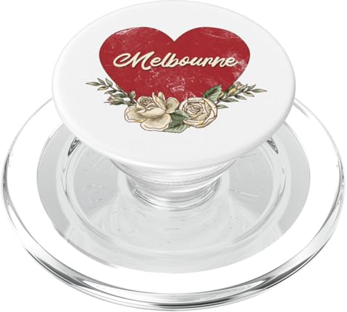 Melbourne Australia City Vintage Reise Urlaub Herz Rosen PopSockets PopGrip für MagSafe von Traveling World Cities Retro Lover Valentine Gifts