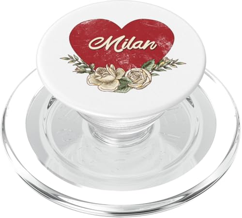 Milan Italien Stadt Vintage Reise Urlaub Herz Rosen PopSockets PopGrip für MagSafe von Traveling World Cities Retro Lover Valentine Gifts