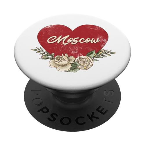 Moskau Russland City Vintage Reise Urlaub Herz Rosen PopSockets Klebender PopGrip Moskau Russland City Vintage Reise Urlaub Herz Rosen PopSockets Klebender PopGrip von Traveling World Cities Retro Lover Valentine Gifts