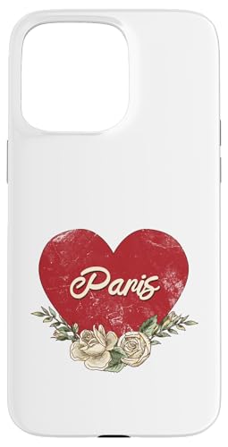 Paris Frankreich Stadt Vintage Reise Urlaub Herz Rosen Hülle für iPhone 15 Pro Max von Traveling World Cities Retro Lover Valentine Gifts