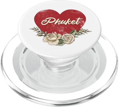 Phuket Thailand City Vintage Reise Urlaub Herz Rosen PopSockets PopGrip für MagSafe von Traveling World Cities Retro Lover Valentine Gifts