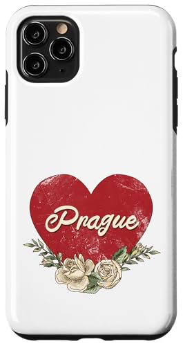 Prag Tschechische Republik Stadt Vintage Reise Urlaub Herz Hülle für iPhone 11 Pro Max von Traveling World Cities Retro Lover Valentine Gifts
