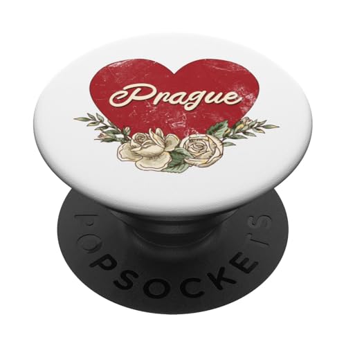 Prag Tschechische Republik Stadt Vintage Reise Urlaub Herz PopSockets Klebender PopGrip von Traveling World Cities Retro Lover Valentine Gifts