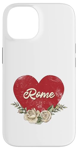 Rom Italien Stadt Vintage Reise Urlaub Herz Rosen Hülle für iPhone 14 von Traveling World Cities Retro Lover Valentine Gifts