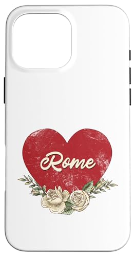 Rom Italien Stadt Vintage Reise Urlaub Herz Rosen Hülle für iPhone 16 Pro Max von Traveling World Cities Retro Lover Valentine Gifts