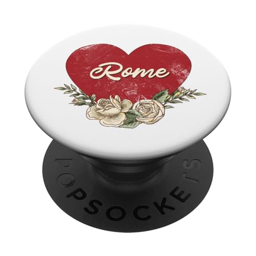 Rom Italien Stadt Vintage Reise Urlaub Herz Rosen PopSockets Klebender PopGrip von Traveling World Cities Retro Lover Valentine Gifts
