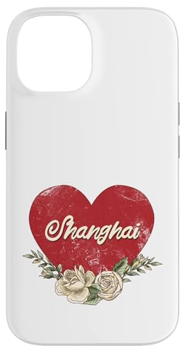 Shanghai China City Vintage Reise Urlaub Herz Rosen Hülle für iPhone 14 von Traveling World Cities Retro Lover Valentine Gifts