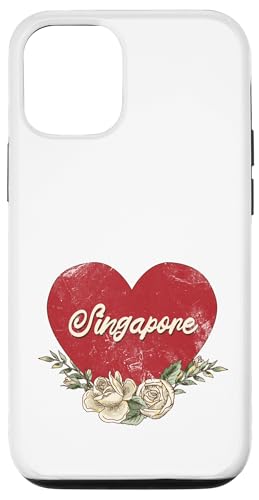 Singapur City Vintage Reise Urlaub Herz Rosen Hülle für iPhone 12/12 Pro von Traveling World Cities Retro Lover Valentine Gifts