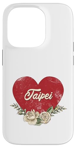 Taipeh Taiwan City Vintage Reise Urlaub Herz Rosen Hülle für iPhone 14 Pro von Traveling World Cities Retro Lover Valentine Gifts