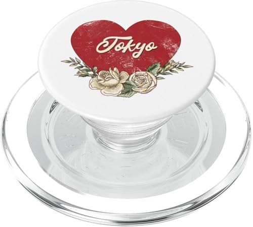 Tokyo Japan City Vintage Reise Urlaub Herz Rosen PopSockets PopGrip für MagSafe von Traveling World Cities Retro Lover Valentine Gifts