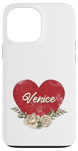 Venedig Italien Stadt Vintage Reise Urlaub Herz Rosen Hülle für iPhone 13 Pro Max von Traveling World Cities Retro Lover Valentine Gifts