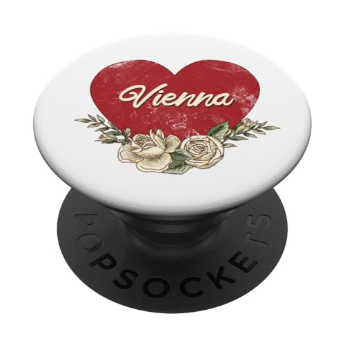 Wien Österreich Stadt Vintage Reise Urlaub Herz Rosen PopSockets Klebender PopGrip Wien Österreich Stadt Vintage Reise Urlaub Herz Rosen PopSockets Klebender PopGrip von Traveling World Cities Retro Lover Valentine Gifts