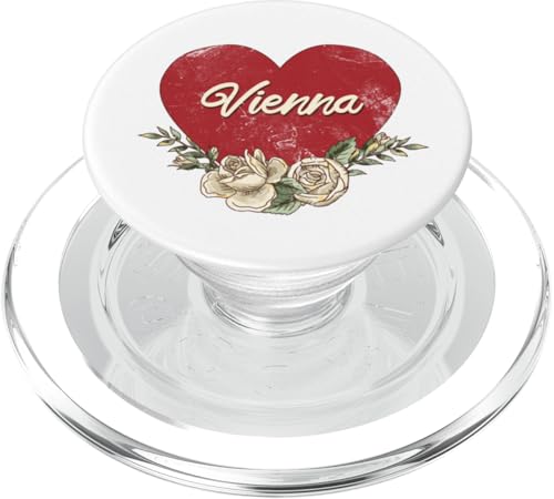 Wien Österreich Stadt Vintage Reise Urlaub Herz Rosen PopSockets PopGrip für MagSafe von Traveling World Cities Retro Lover Valentine Gifts