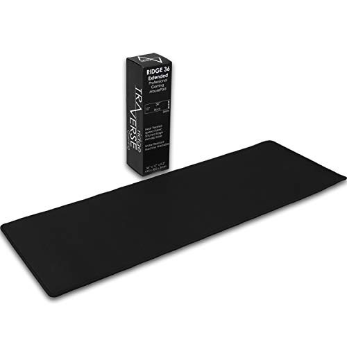 Pro Gaming-Mauspad (5 mm) | Traverse Ridge Extended 91,4 cm | 36 x 12 x 0,20 cm extra dick | Schwarz/Schwarz | dicht gewebte Geschwindigkeits-Poly, überlegene Kontrolle | genähte Kanten, waschbar, riesige, große Schreibtischunterlage von Traverse Ridge