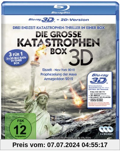 Die große Katastrophenbox 3D - Boxset mit 3 3D Blu-rays: Eiszeit - New York 2012, Prophezeiung der Maya, Armageddon 2012 [3D Blu-ray + 2D Version] von Travis Fort