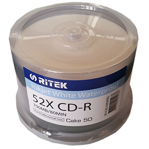 Traxdata – CD-R 52 x Ritek Inkjet White Waterproof Spindel 50 PCS von Traxdata