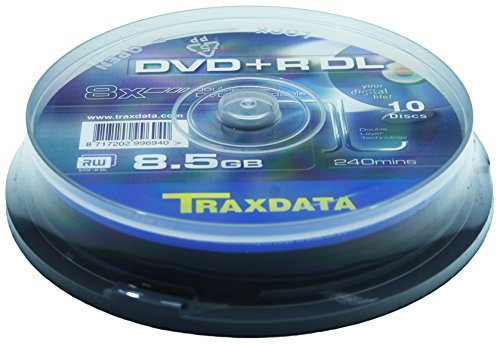 Traxdata DVD+R Double Layer 10 Stück - DVD+RW Rohlinge (DVD+R DL, Polycarbonat, Cupcake-Box) von Traxdata
