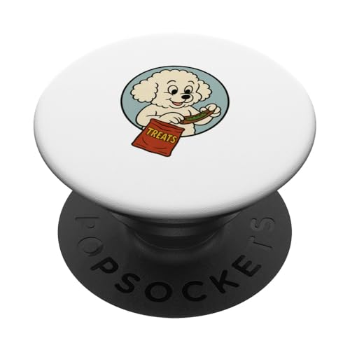 Bichon Treats Rolling Vintage Cartoon Style Bichon Frisé PopSockets Klebender PopGrip von Treat Loving Cartoon Dogs