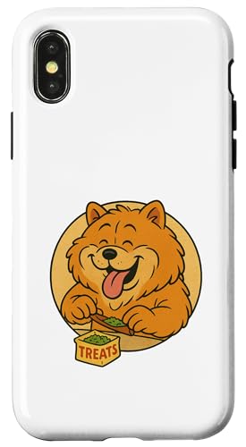 Chow Chow Hunde-Leckerlis Rollen, Vintage-Cartoon-Stil, Frenchie Hülle für iPhone X/XS von Treat Loving Cartoon Dogs