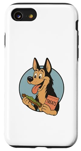 Deutscher Schäferhund Leckerli Rollender Vintage Cartoon Stil Hülle für iPhone SE (2020) / 7 / 8 von Treat Loving Cartoon Dogs