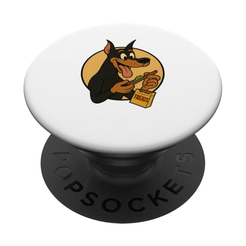 Dobermann Treats Rolling im Vintage-Cartoon-Stil PopSockets Klebender PopGrip Dobermann Treats Rolling im Vintage-Cartoon-Stil PopSockets Klebender PopGrip von Treat Loving Cartoon Dogs