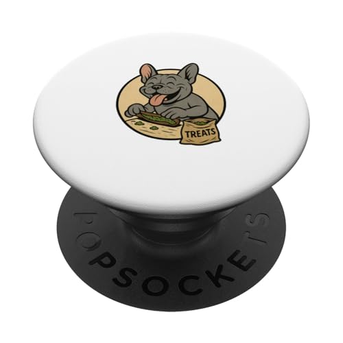 Französische Bulldogge Leckerlis Rollende Vintage Cartoon Style Frenchie PopSockets Klebender PopGrip von Treat Loving Cartoon Dogs