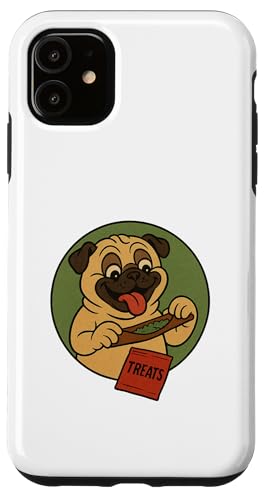 Mops-Leckerlis, rollender Vintage-Stil, Cartoon-Stil Hülle für iPhone 11 von Treat Loving Cartoon Dogs
