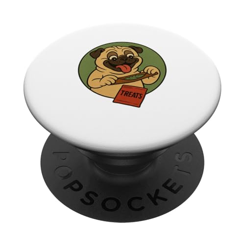 Mops-Leckerlis, rollender Vintage-Stil, Cartoon-Stil PopSockets Klebender PopGrip Mops-Leckerlis, rollender Vintage-Stil, Cartoon-Stil PopSockets Klebender PopGrip von Treat Loving Cartoon Dogs