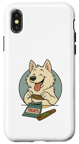 Samoyed Treats Rolling im Vintage-Cartoon-Stil Hülle für iPhone X/XS von Treat Loving Cartoon Dogs