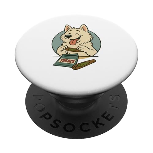 Samoyed Treats Rolling im Vintage-Cartoon-Stil PopSockets Klebender PopGrip Samoyed Treats Rolling im Vintage-Cartoon-Stil PopSockets Klebender PopGrip von Treat Loving Cartoon Dogs