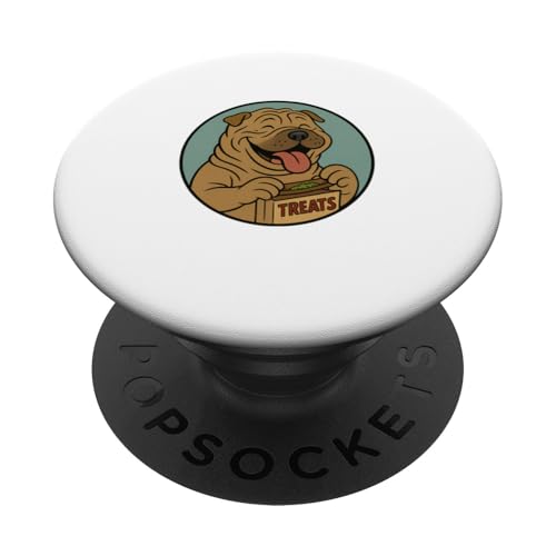 Shar Pei Treats Rolling im Vintage-Cartoon-Stil PopSockets Klebender PopGrip Shar Pei Treats Rolling im Vintage-Cartoon-Stil PopSockets Klebender PopGrip von Treat Loving Cartoon Dogs