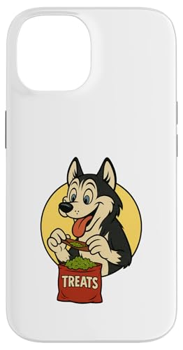 Sibirischer Husky Leckerbissen Rolling Vintage Cartoon Stil Husky Hülle für iPhone 14 von Treat Loving Cartoon Dogs