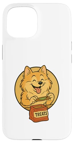 Zwergspitz-Leckereien, rollender Vintage-Cartoon-Stil Hülle für iPhone 15 von Treat Loving Cartoon Dogs