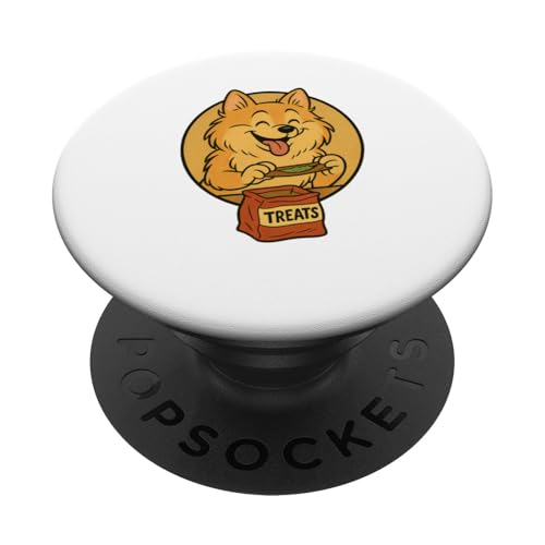Zwergspitz-Leckereien, rollender Vintage-Cartoon-Stil PopSockets Klebender PopGrip von Treat Loving Cartoon Dogs