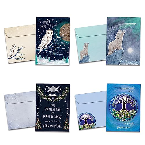 Tree-Free Greetings 16 Stück 12,7 x 17,8 cm Weihnachtskarten-Sortiment mit passenden Umschlägen, hergestellt in den USA, 100% recyceltes Papier, Solstice (GP60499) von Tree-Free Greetings