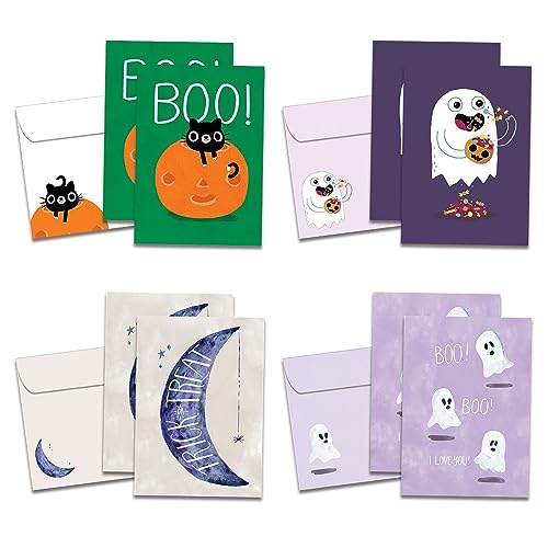 Tree-Free Greetings 8er-Pack Kartensortiment mit passenden Umschlägen, umweltfreundlich, hergestellt in den USA, 100% recyceltes Papier, 12,7 x 17,8 cm, verspieltes Halloween (GA20629) von Tree-Free Greetings
